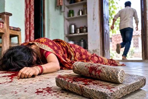 घरेलू विवाद में पत्नी की सिलबट्टे से हत्या, वारदात के बाद आरोपी पति फरार